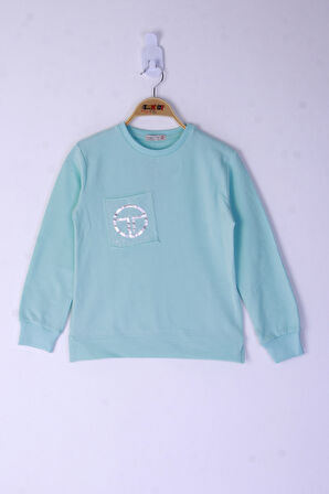 Toontoy Kız Çocuk Cebi Arma Baskılı Sweatshirt