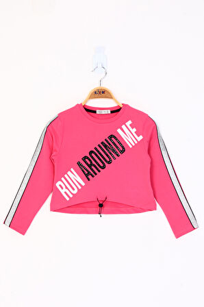 Toontoy Kız Çocuk Kolları Şeritli Tişört