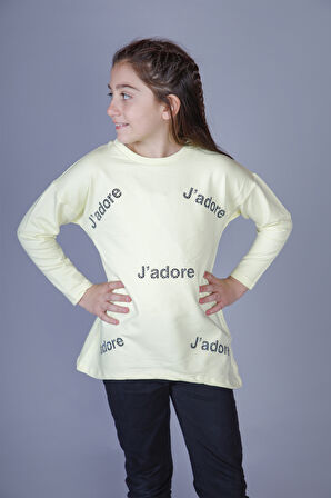 Toontoy Kız Çocuk Jadore Baskılı Tişört