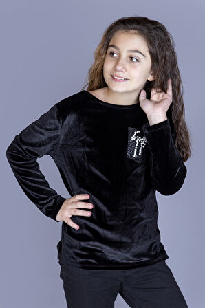 Toontoy Kız Çocuk Göğsü İncili Tişört