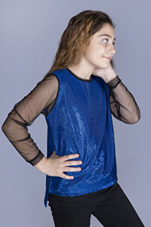 Toontoy Kız Çocuk Kolları Tüllü Tişört