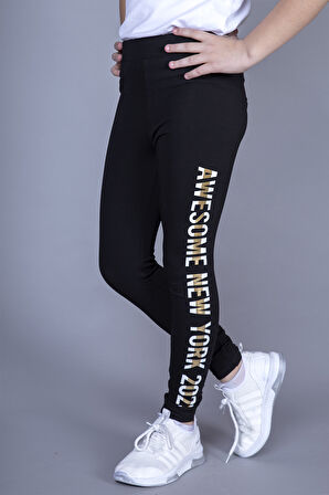 Toontoy Kız Çocuk New York Baskılı Tayt