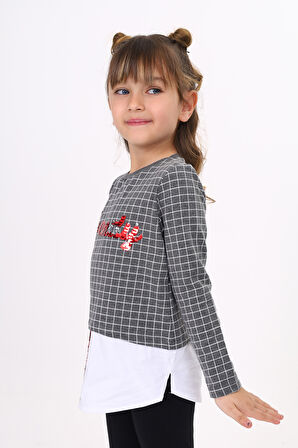 Toontoy Kız Çocuk Trendy Pullu Nakış Sweatshirt
