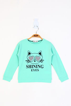 Toontoy Kız Çocuk Kedi Baskılı Tişört