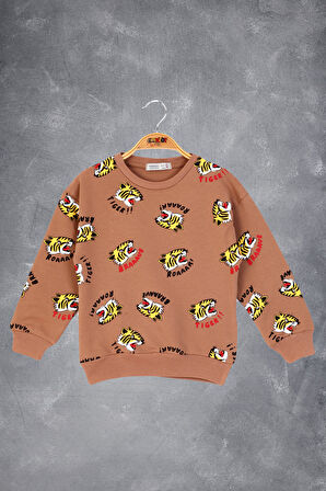 Toontoy Erkek Çocuk Tıger Baskılı Sweatshirt