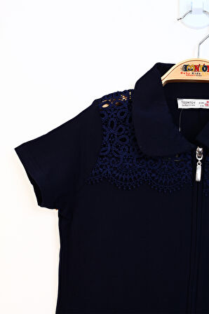 Toontoy Kız Çocuk Fermuar Kaptamalı Tişört