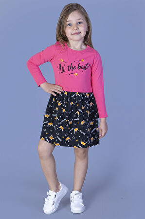 Toontoy Kız Çocuk All The Best Baskılı Elbise
