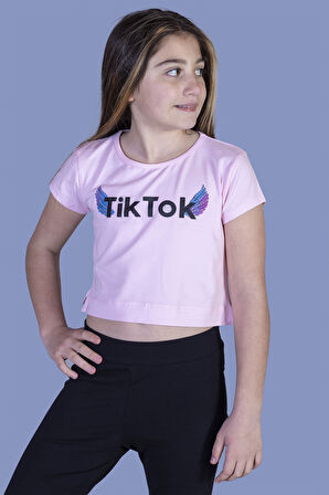 Toontoy Kız Çocuk Ön Arka TikTok Baskılı Tişört