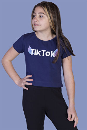Toontoy Kız Çocuk Ön Arka TikTok Baskılı Tişört