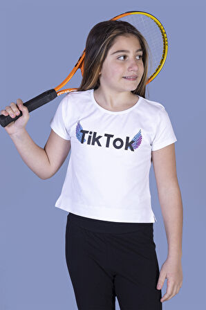 Toontoy Kız Çocuk Ön Arka TikTok Baskılı Tişört