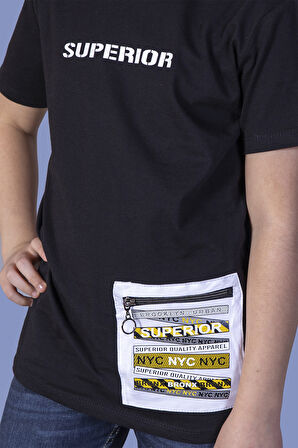 Toontoy Erkek Çocuk Baskılı Cebi Fermuar Kapatmalı Tişört