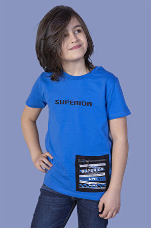 Toontoy Erkek Çocuk Baskılı Cebi Fermuar Kapatmalı Tişört