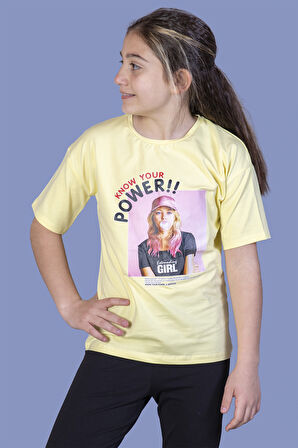 Toontoy Kız Çocuk Power Baskılı Tişört