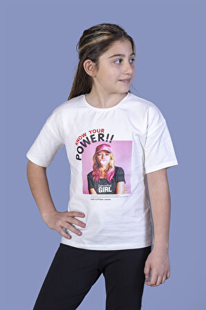 Toontoy Kız Çocuk Power Baskılı Tişört
