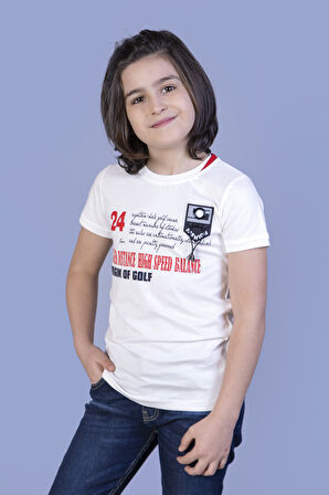 Erkek Çocuk Baskılı Arma Detaylı Tişört 