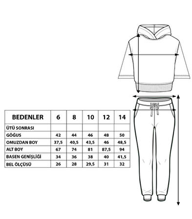 Toontoy Kız Çocuk Rules Baskılı Batik Desenli Crop Eşofman Takımı