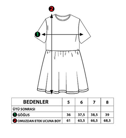 Toontoy Kız Çocuk Baskılı Taş İşlemeli Beli Lastikli İki Yanı Cepli  Elbise