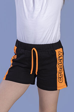 Toontoy Kız Çocuk İki Yanı Garnili Creativ Nakışlı Şort