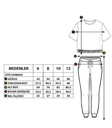 Toontoy Kız Çocuk Crop Model Cep Detaylı Baskılı Eşofman Takımı