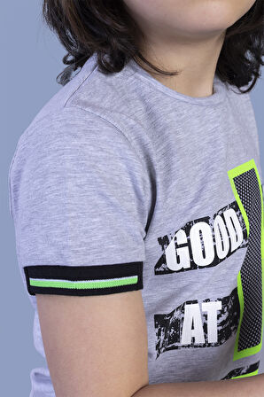 Toontoy Erkek Çocuk Neon Uyumlu Baskılı Garni Detaylı Tişört