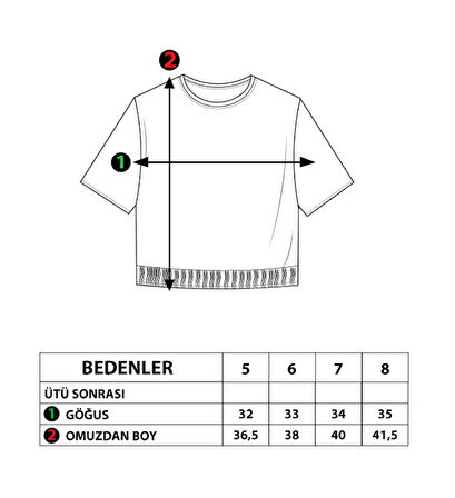Toontoy Kız Çocuk Crop Model Cebi Reflektör Detaylı Baskılı Tişört