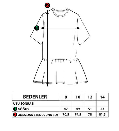 Toontoy Kız Çocuk Baskılı Eteği Büzgülü Düşük Kol Elbise