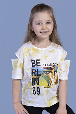 Toontoy Kız Çocuk Batik Desenli Dijital Baskılı Tişört