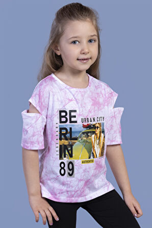 Toontoy Kız Çocuk Batik Desenli Dijital Baskılı Tişört