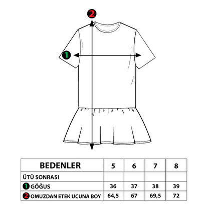 Toontoy Kız Çocuk Dijital Baskılı Büzgülü Şerit Detaylı Elbise