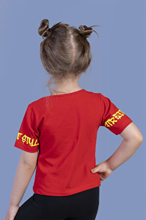 Toontoy Kız Çocuk Cebi Reflektör Detaylı Baskılı Tişört