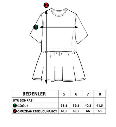 Toontoy Kız Çocuk Renkli Yazı Baskılı Büzgü Detaylı Elbise