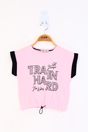 Toontoy Kız Çocuk Baskılı Taş İşlemeli Tişört