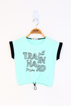 Toontoy Kız Çocuk Baskılı Taş İşlemeli Tişört