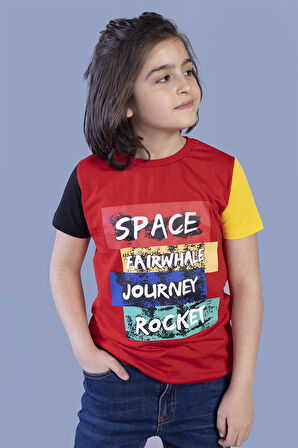 Toontoy Erkek Çocuk Kolları Garni Detaylı Baskılı Tişört