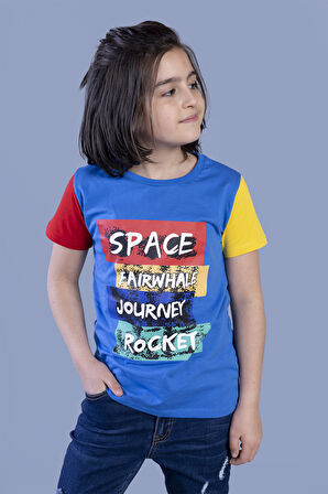 Toontoy Erkek Çocuk Kolları Garni Detaylı Baskılı Tişört