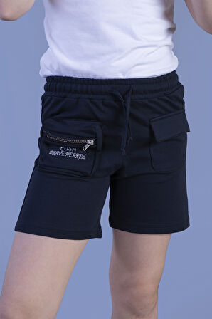 Toontoy Kız Çocuk Cebi Fermuar Kapatmalı Nakışlı Şort