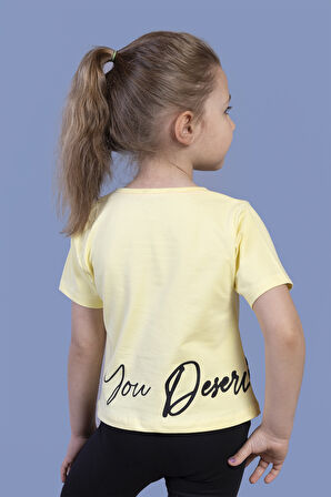 Toontoy Kız Çocuk Kelebek Baskılı Taş İşlemeli Tişört