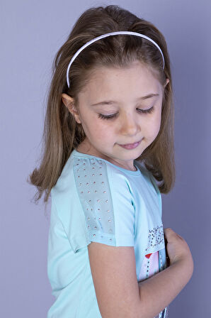 Toontoy Kız Çocuk Dijital Baskılı Taş İşlemeli Tişört