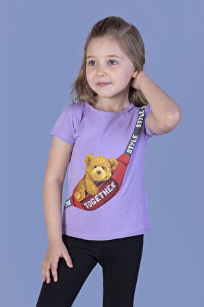 Toontoy Kız Çocuk Çanta Baskılı Tişört