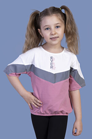 Toontoy Kız Çocuk Reflektör Detaylı Garnili Tişört