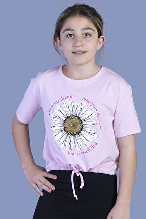 Toontoy Kız Çocuk Papatya Desenli Tişört