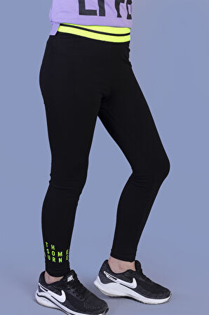 Toontoy Kız Çocuk Baskılı Taş İşlemeli Taytlı Takım