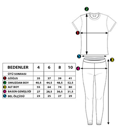 Toontoy Kız Çocuk Baskılı Taş İşlemeli Taytlı Takım