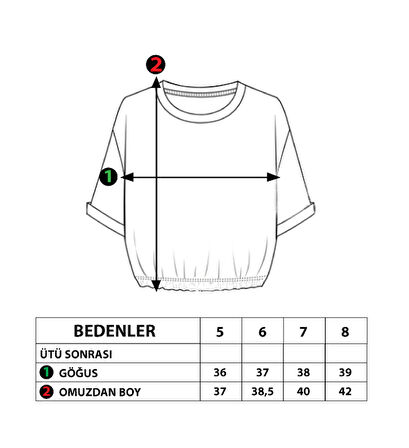 Toontoy Kız Çocuk Garni Detaylı Baskılı Tişört