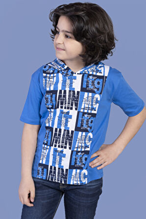 Toontoy Erkek Çocuk Kapüşonlu Yazı Baskılı Tişört