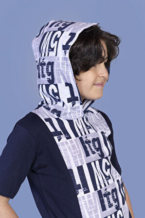 Toontoy Erkek Çocuk Kapüşonlu Yazı Baskılı Tişört