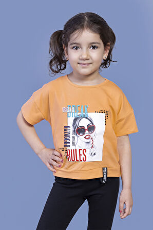 Toontoy Kız Çocuk Dijital Baskılı Tişört