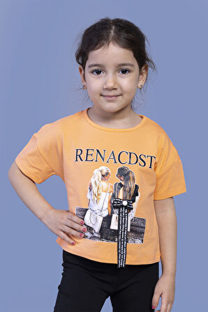 Toontoy Kız Çocuk Dijital Baskılı Arkası Detaylı Tişört