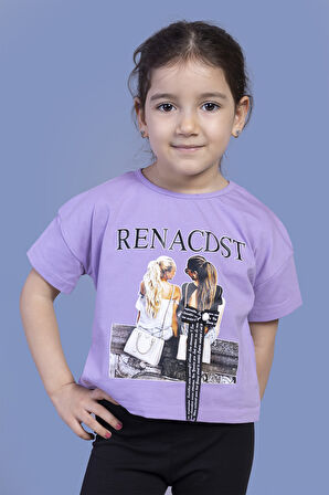 Toontoy Kız Çocuk Dijital Baskılı Arkası Detaylı Tişört