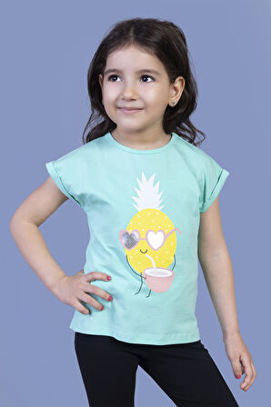 Toontoy Kız Çocuk Ananas Baskılı Tişört